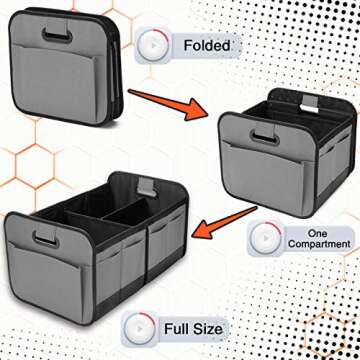 Oscenlife Cargo Organizer, Trunk Organizer for Car with Multi Compartments, Car Trunk Organizer for SUV, Grey