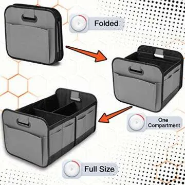 Oscenlife Cargo Organizer, Trunk Organizer for Car with Multi Compartments, Car Trunk Organizer for SUV, Grey