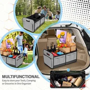 Oscenlife Cargo Organizer, Trunk Organizer for Car with Multi Compartments, Car Trunk Organizer for SUV, Grey