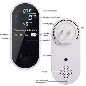 KH Alert Carbon Monoxide Detectors, Carbon Monoxide Detector Plug in with Temperature Humidity Senso...