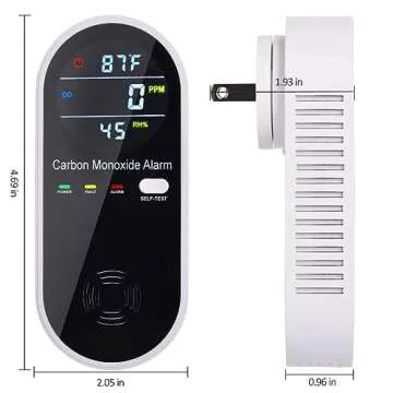 KH Alert Carbon Monoxide Detectors, Carbon Monoxide Detector Plug in with Temperature Humidity Sensor Built-in, CO Level Monitor Alarm with Clear LCD Display Sound & Light Warning for Home/Hotel/RV