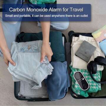 KH Alert Carbon Monoxide Detectors, Carbon Monoxide Detector Plug in with Temperature Humidity Sensor Built-in, CO Level Monitor Alarm with Clear LCD Display Sound & Light Warning for Home/Hotel/RV