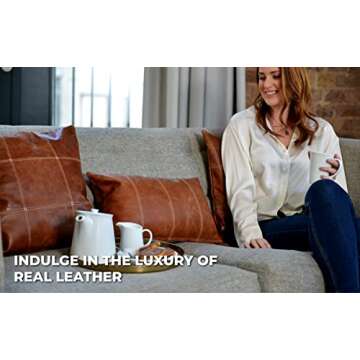WALBROOK Brown Leather Pillow Cover - Real Leather Throw Pillow Covers 18x18, Leather Decorative Pillow Covers, Leather Cushion Covers, Leather Accent Pillow Covers, Brown Pillow Covers