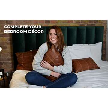 WALBROOK Brown Leather Pillow Cover - Real Leather Throw Pillow Covers 18x18, Leather Decorative Pillow Covers, Leather Cushion Covers, Leather Accent Pillow Covers, Brown Pillow Covers