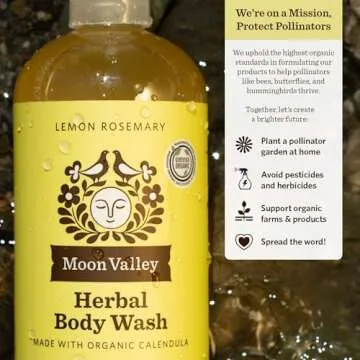 Herbal Body Wash, Lemon Rosemary by Moon Valley, All Natural Ingredients, No Parabens, Vegan, Moisturizing Essential Oils, Two Pack