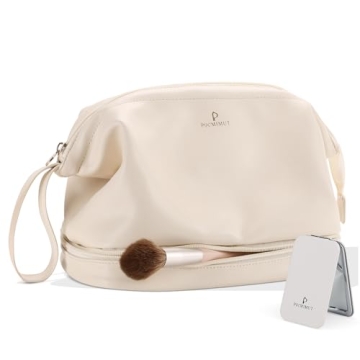 Luxury Leather Double Layer Makeup Bag for Women Travel