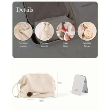 Luxury Leather Double Layer Makeup Bag for Women Travel