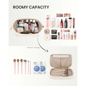 Luxury Leather Double Layer Makeup Bag for Women Travel