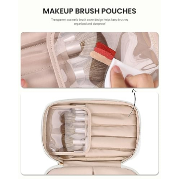Luxury Leather Double Layer Makeup Bag for Women Travel