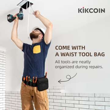 Kikcoin 3 Step Ladder, Folding Ladder with Wide Anti-Slip Pedal, Step Stool Foldable for Heavy-weighted Adults, Portable Stepladders for Home, Kitchen, Office, Sturdy 330lbs, with Tool Belt, Black