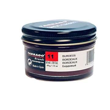 Tarrago Shoe Cream - Professional Shoe Polish with Carnauba Wax to Re-Color and Polish - Smooth Leather Shoes and Boots- Over 100 Colors - 50 Ml/ 1.7Fl. Oz - Bordeaux #11