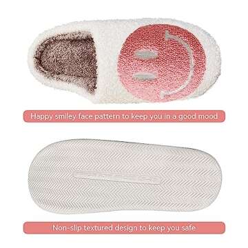 Beishani Smile Face Slippers for Women Happy face slippers Retro Soft Plush Warm Slip-on Slippers Cozy Indoor Outdoor Womens Slippers