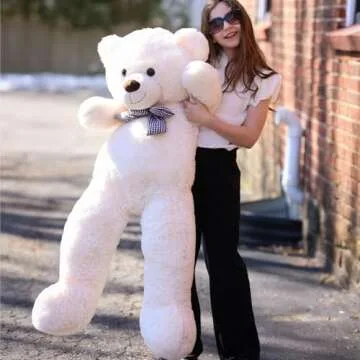 Misscindy Giant Teddy Bear Plush Stuffed Animals for Girlfriend or Kids 47 inches, White