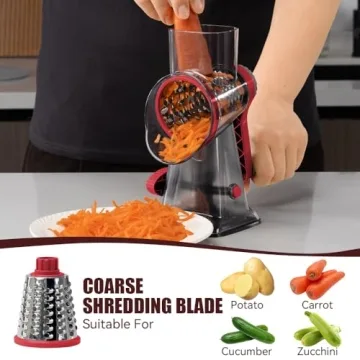 KEOUKE Rotary Cheese Grater Hand Crank with 3 Blades