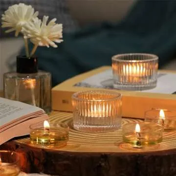 HAVITI 24 pcs Clear Tealight Candle Holders, Glass Votive Candle Holders for Table Centerpiece, Home Decor and Party Supplies