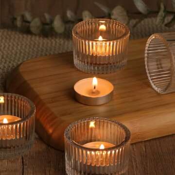 HAVITI 24 pcs Clear Tealight Candle Holders, Glass Votive Candle Holders for Table Centerpiece, Home Decor and Party Supplies