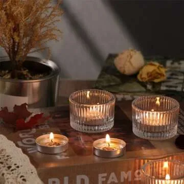 HAVITI 24 pcs Clear Tealight Candle Holders, Glass Votive Candle Holders for Table Centerpiece, Home Decor and Party Supplies