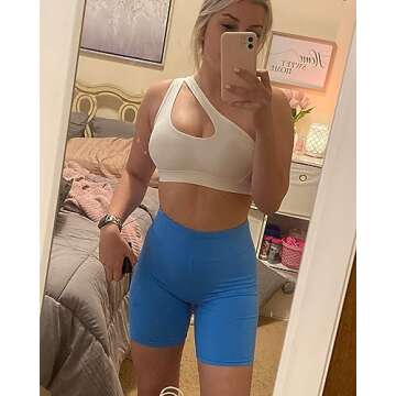 RUNNING GIRL Womens One Shoulder Sports Bras Workout Left Strap Yoga Bras Cute Medium Support Crop T...