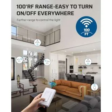 DEWENWILS Remote Control Light Bulb Socket, Wireless Light Switch for Pull Chain Light Fixture, E26 E27 Bulb Base, No Wiring, ETL Listed(1 Wall Mounted Switch+2 Socket)