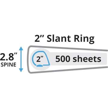 Avery Durable View 3 Ring Binder, 2 Inch Slant Rings, 530-Sheet Capacity, DuraHinge, 2.8 Inch Wide Spine, Customizable Clear Cover and Spine, 1 Black Binder (17031)