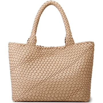 Chic Vegan Leather Woven Tote Bag for Women - Queenoris