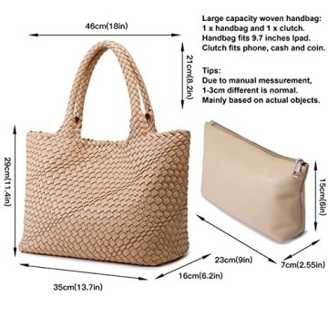 Chic Vegan Leather Woven Tote Bag for Women - Queenoris