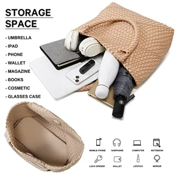 Chic Vegan Leather Woven Tote Bag for Women - Queenoris