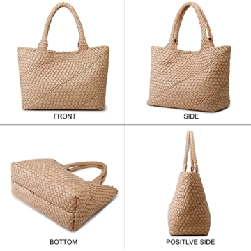 Chic Vegan Leather Woven Tote Bag for Women - Queenoris