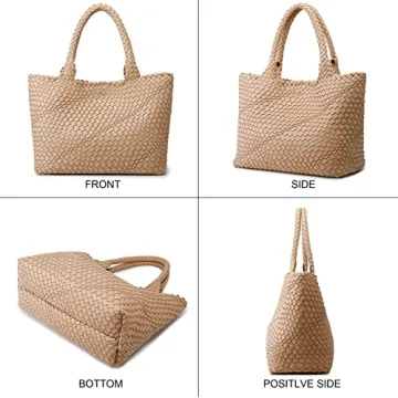 Chic Vegan Leather Woven Tote Bag for Women - Queenoris