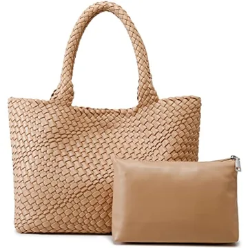 Chic Vegan Leather Woven Tote Bag for Women - Queenoris