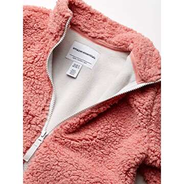 Amazon Essentials Toddler Girls' Sherpa Fleece Full-Zip Jacket, Mauve, 2T