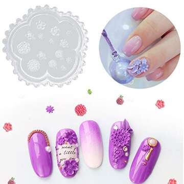 5 Pcs Flowers 3D Silicone Molds Nails Art Carving Mold for DIY Nail Art Decorations Supplies Nail Ar...
