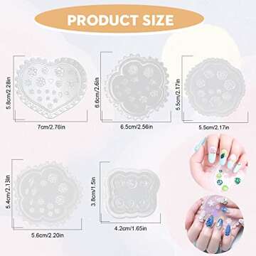 5 Pcs Flowers 3D Silicone Molds Nails Art Carving Mold for DIY Nail Art Decorations Supplies Nail Art Templates Maincure Tool