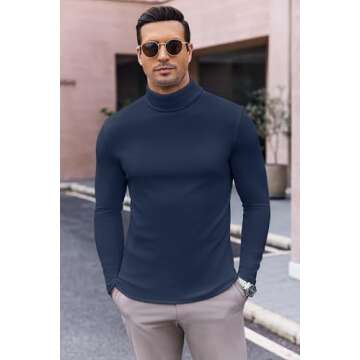 Ekouaer Men's Turtleneck Long Sleeve Shirts - Versatile Lightweight Pullover