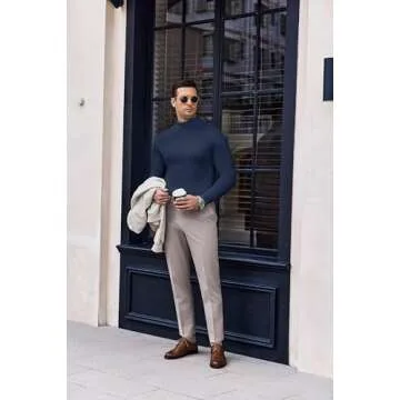Ekouaer Men's Turtleneck Sweater - Lightweight & Stylish