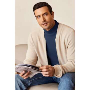 Ekouaer Men's Turtleneck Sweater - Lightweight & Stylish