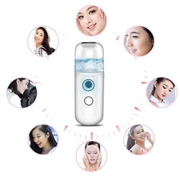 Nano Mist Sprayer, Nano Mister for Lash Extensions, Mini Facial Mister, Moisturizing Hydrating Tool, 30ml USB Rechargeable，Makeup Skin Care Tool for Women, White Pink