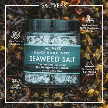 Saltverk Seaweed Sea Salt - 3.17 Ounces Jar - Hand Harvested Gourmet - Sustainably Made