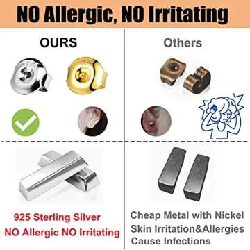 DELECOE 14K Gold Plated Earring Backs Replacements, 925 Sterling Silver Hypoallergenic Secure Gold Earring Backs Locking for Studs Earrings