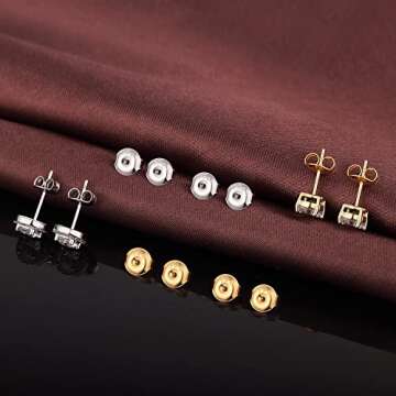 DELECOE 14K Gold Plated Earring Backs Replacements, 925 Sterling Silver Hypoallergenic Secure Gold Earring Backs Locking for Studs Earrings