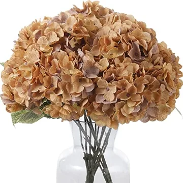 Kimura's Cabin 2Bouquets Faux Hydrangea Flowers Artificial Silk Plastic Floral 10Heads Hydrangea Flo...