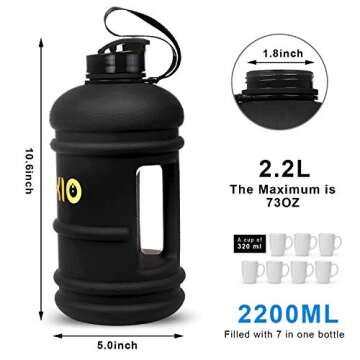 PANKIO Big Water Bottle 73 oz for Gym Yoga Travel