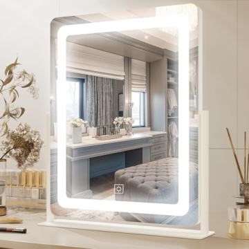 PRIMETEK Vanity Mirror with Lights, 19"x22" Large Makeup Mirror with Lights, LED Lighted Makeup Mirr...