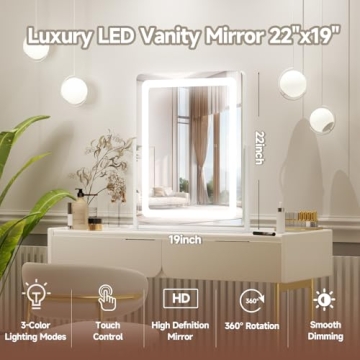 PRIMETEK LED Vanity Mirror with Touch Control Lighting