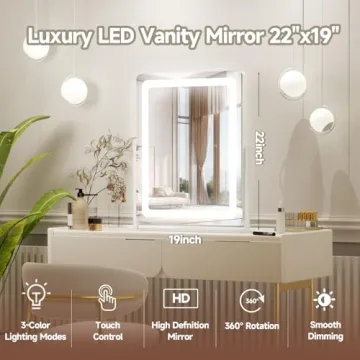 PRIMETEK LED Vanity Mirror with Touch Control Lighting