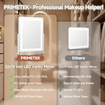 PRIMETEK LED Vanity Mirror with Touch Control Lighting
