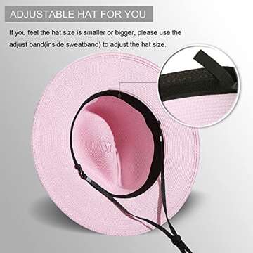 Lanzom Women Wide Brim Straw Panama Hat for Summer