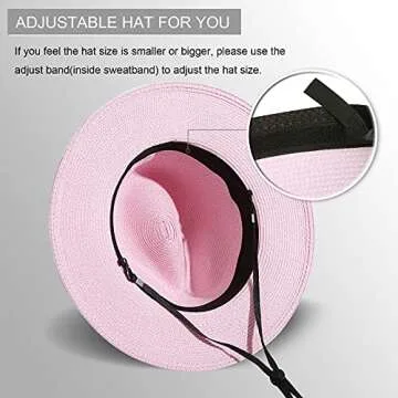 Lanzom Women Wide Brim Straw Panama Hat for Summer