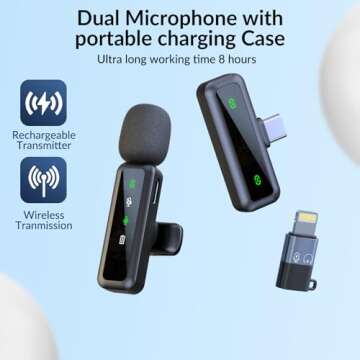 SILVER AUTUMN Wireless Lavalier Microphone for iPhone and Android Devices，Noise Reduction Lapel Mi...