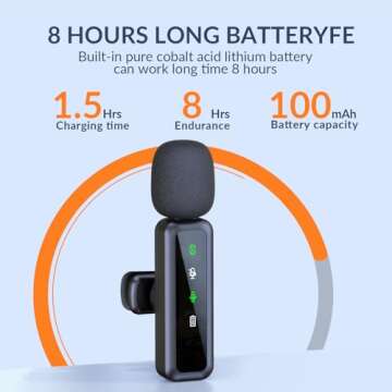 SILVER AUTUMN Wireless Lavalier Microphone for iPhone and Android Devices，Noise Reduction Lapel Mic for Recording, Lav Mic for Video Recording, Tiktok, YouTube, Vlog